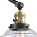 Small Oxford 30 inch 60.00 watt Black Antique Brass Swing Arm Wall Light, Franklin Restoration