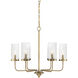 Farmhouse 6 Light 26 inch Natural Brass Chandelier Ceiling Light