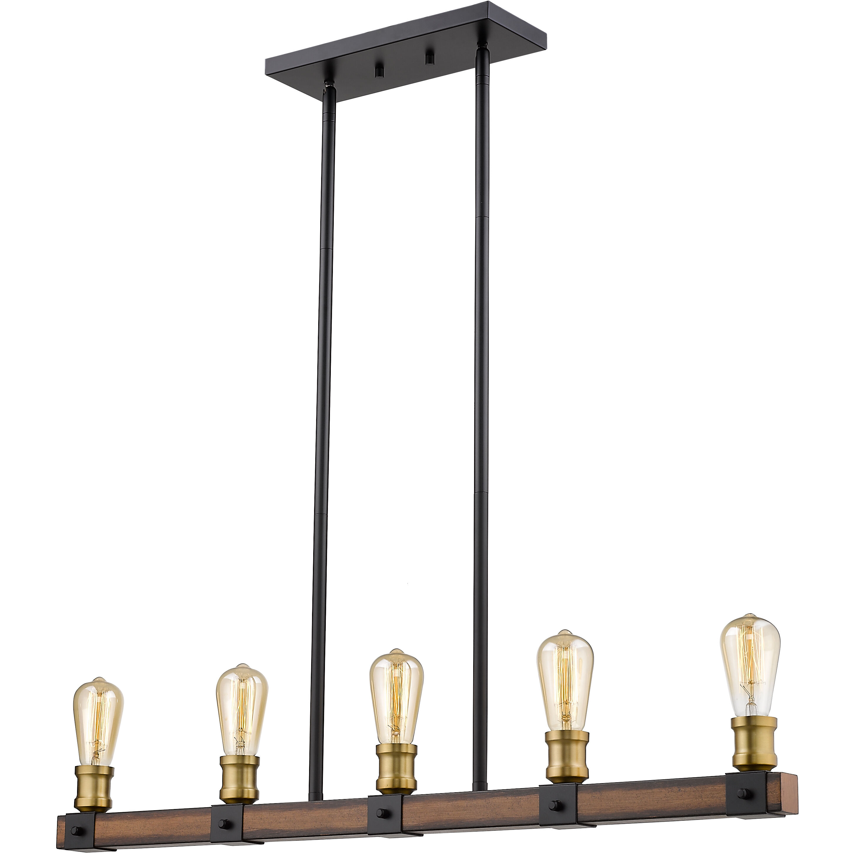 Kirkland 5 Light 36 inch Rustic Mahogany Linear Chandelier Ceiling Light