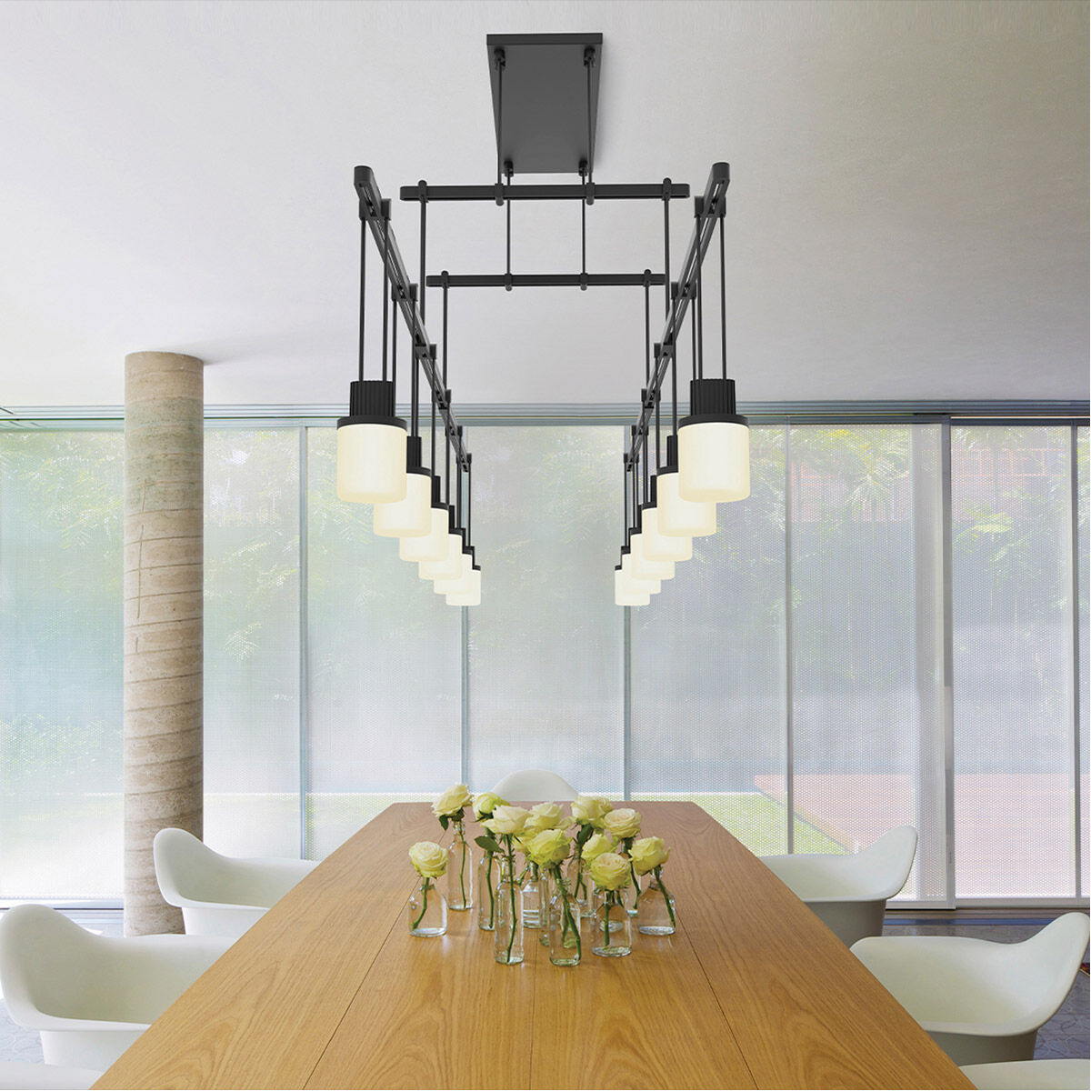 Suspenders LED 48 inch Satin Black Pendant Ceiling Light 