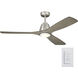 Volos II 54 inch Brushed Nickel with Distressed Antique Gray Blades Ceiling Fan