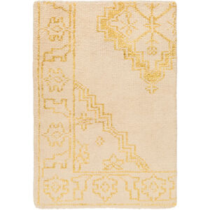Bagras 63 X 39 inch Green and Neutral Area Rug, Bamboo Silk and Wool