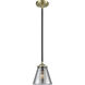 Nouveau Cone 1 Light 6.25 inch Black Antique Brass Mini Pendant Ceiling Light in Incandescent, Plated Smoke Glass, Nouveau
