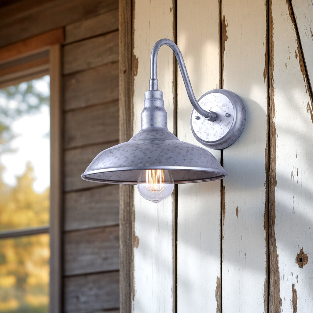 Desi 1 Light 10 inch Distressed Galvanized Outdoor Wall Lantern