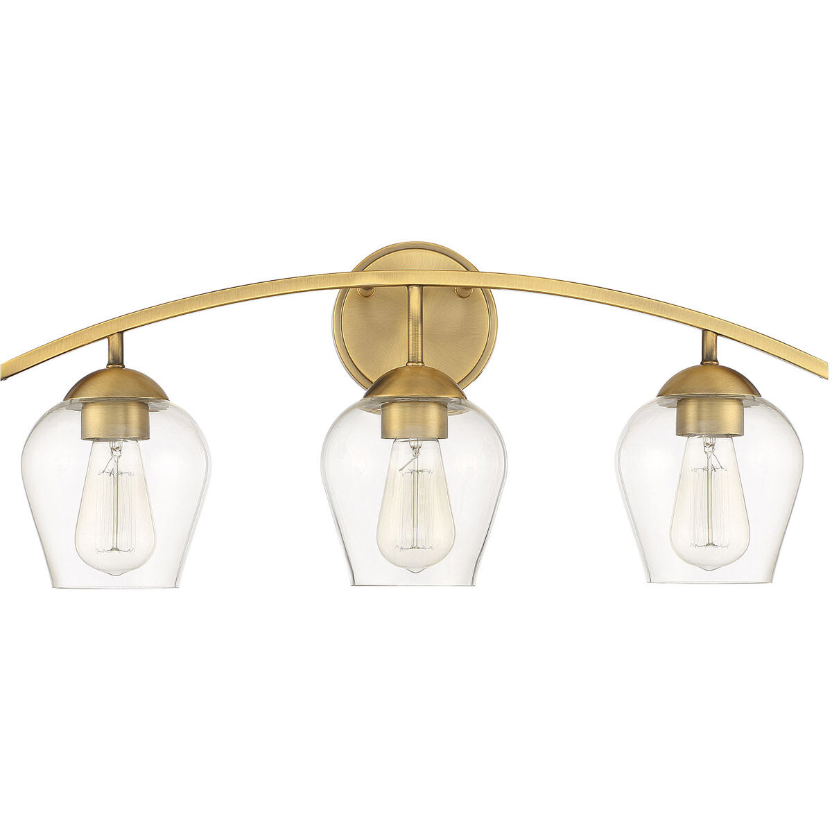 Transitional 3 Light 24 inch Natural Brass Bathroom Vanity Light Wall Light