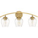Transitional 3 Light 24 inch Natural Brass Bathroom Vanity Light Wall Light