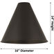 Edison Cone 1 Light 16 inch Matte Black Semi-Flush Mount Ceiling Light