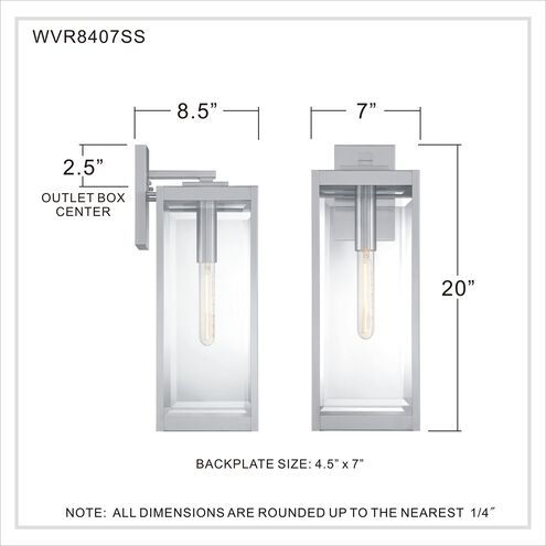 Westover 1 Light 20 inch Stainless Steel Outdoor Wall Lantern