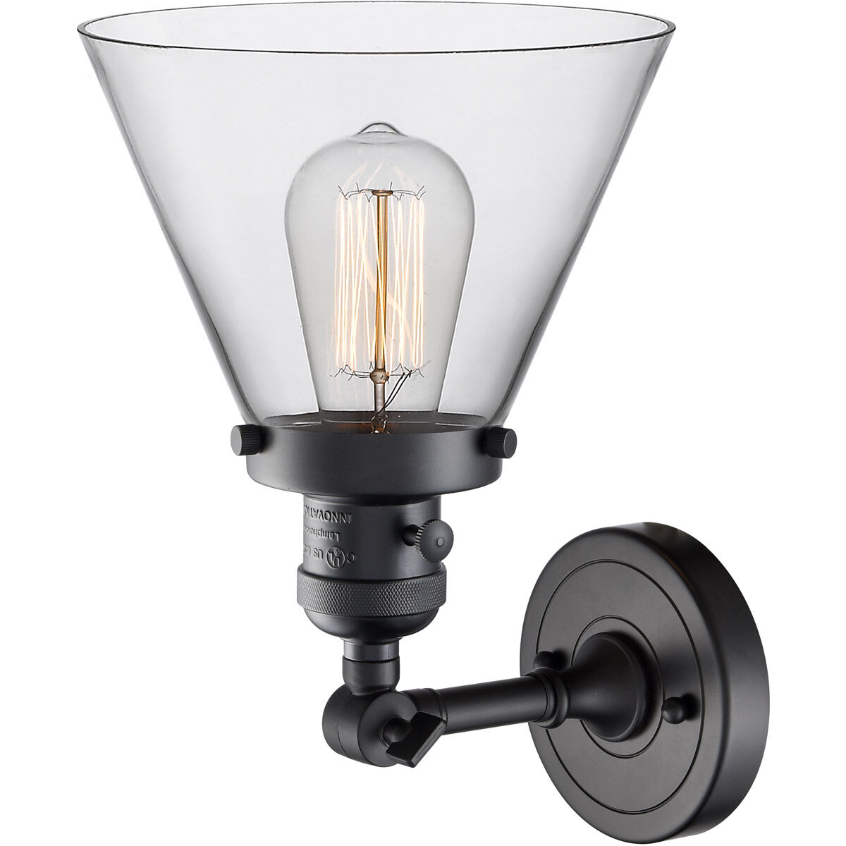 Franklin Restoration Large Cone LED 8 inch Matte Black Sconce Wall Light, Franklin Restoration