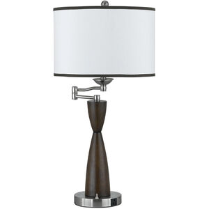Hotel 30 inch 100 watt Brushed Steel and Espresso Table Lamp Portable Light