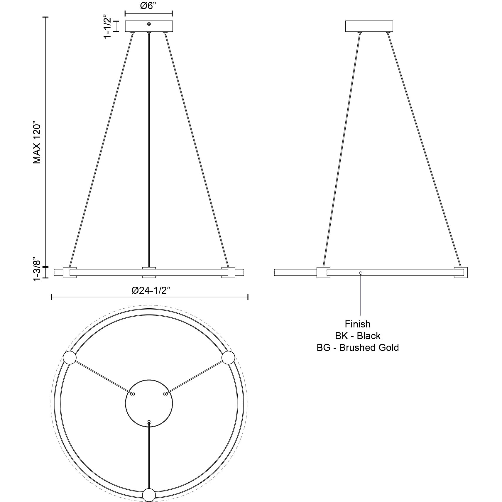 Bruni Pendant Ceiling Light in Brushed Gold