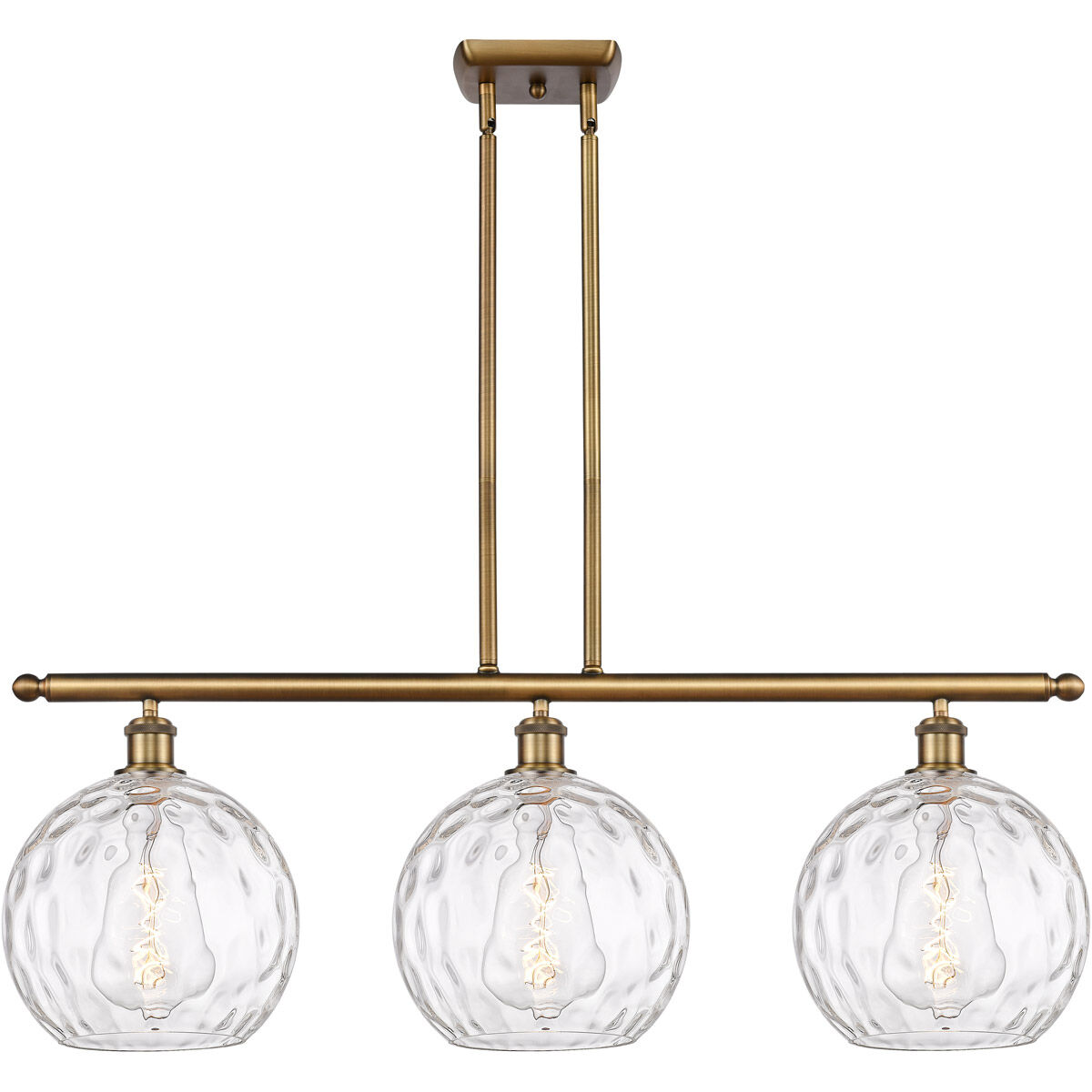 Ballston Athens Water Glass 3 Light 37 inch Brushed Brass Island Light Ceiling Light