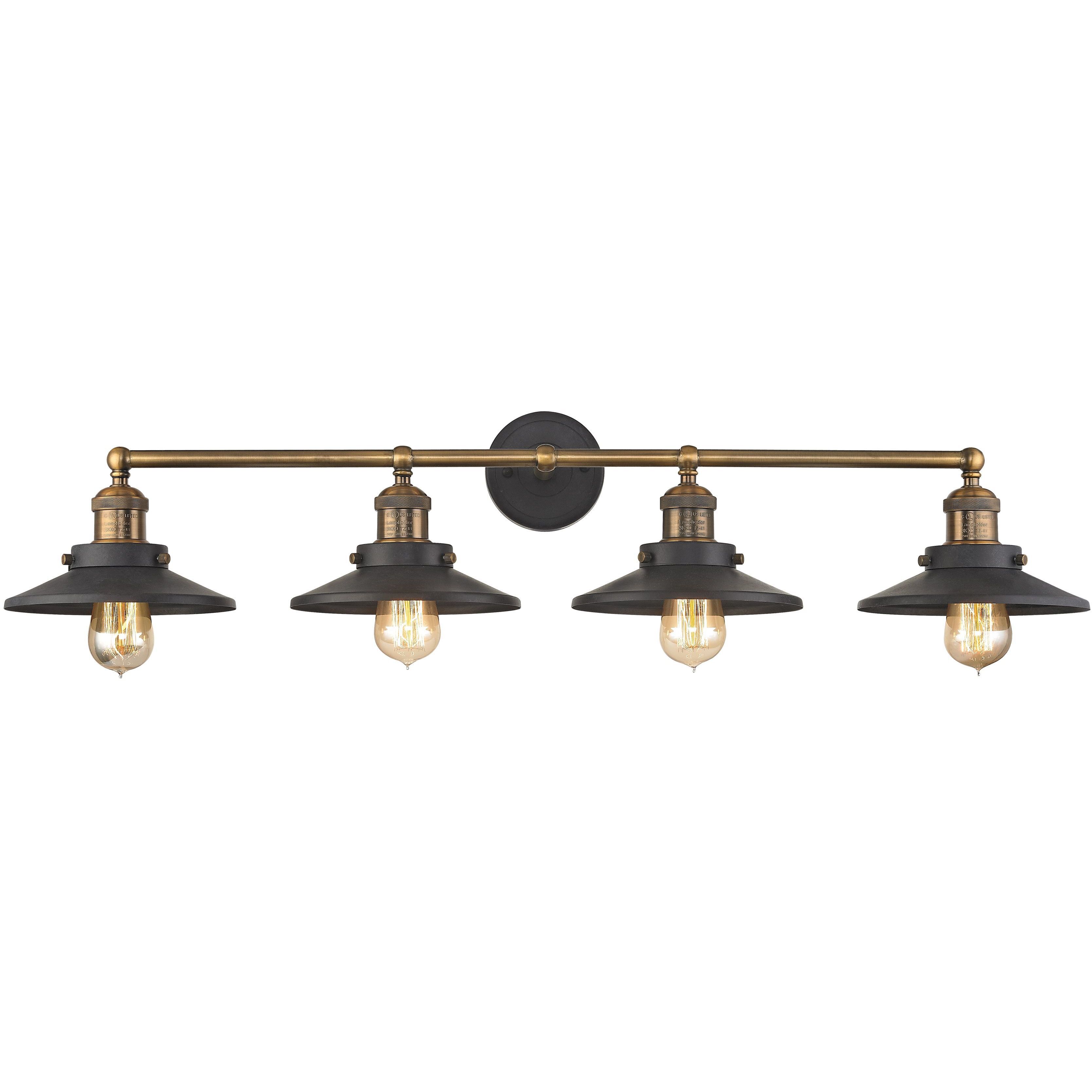 English Pub 4 Light 38 inch Antique Brass Vanity Light Wall Light