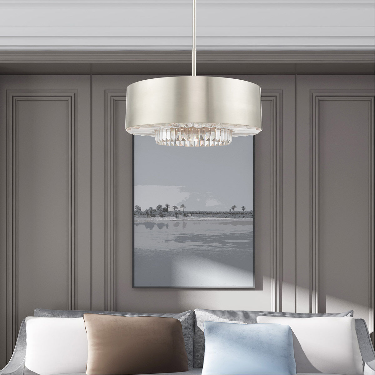 Madison 6 Light 24 inch Brushed Nickel Pendant Chandelier Ceiling Light