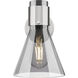 Downtown Urban Lawton Cone Armed Sconce Wall Light in Satin Nickel, Light Smoke Glass