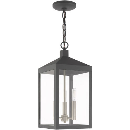 Nyack 3 Light 8 inch Scandinavian Gray Outdoor Pendant Lantern