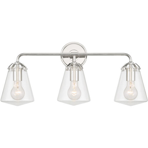 Voss 3 Light 25 inch Polished Nickel Bath Vanity Wall Light