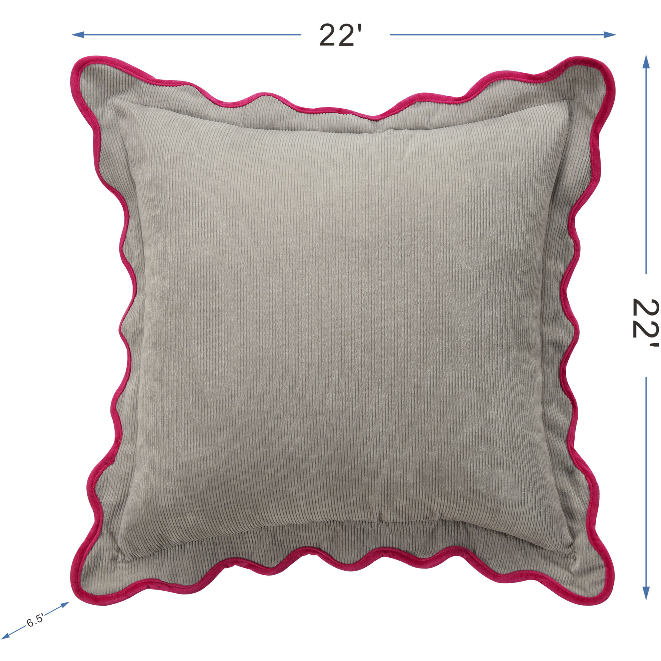 Sophie 22 X 7 inch Light Grey and Charcoal and Hot Pink Pillow