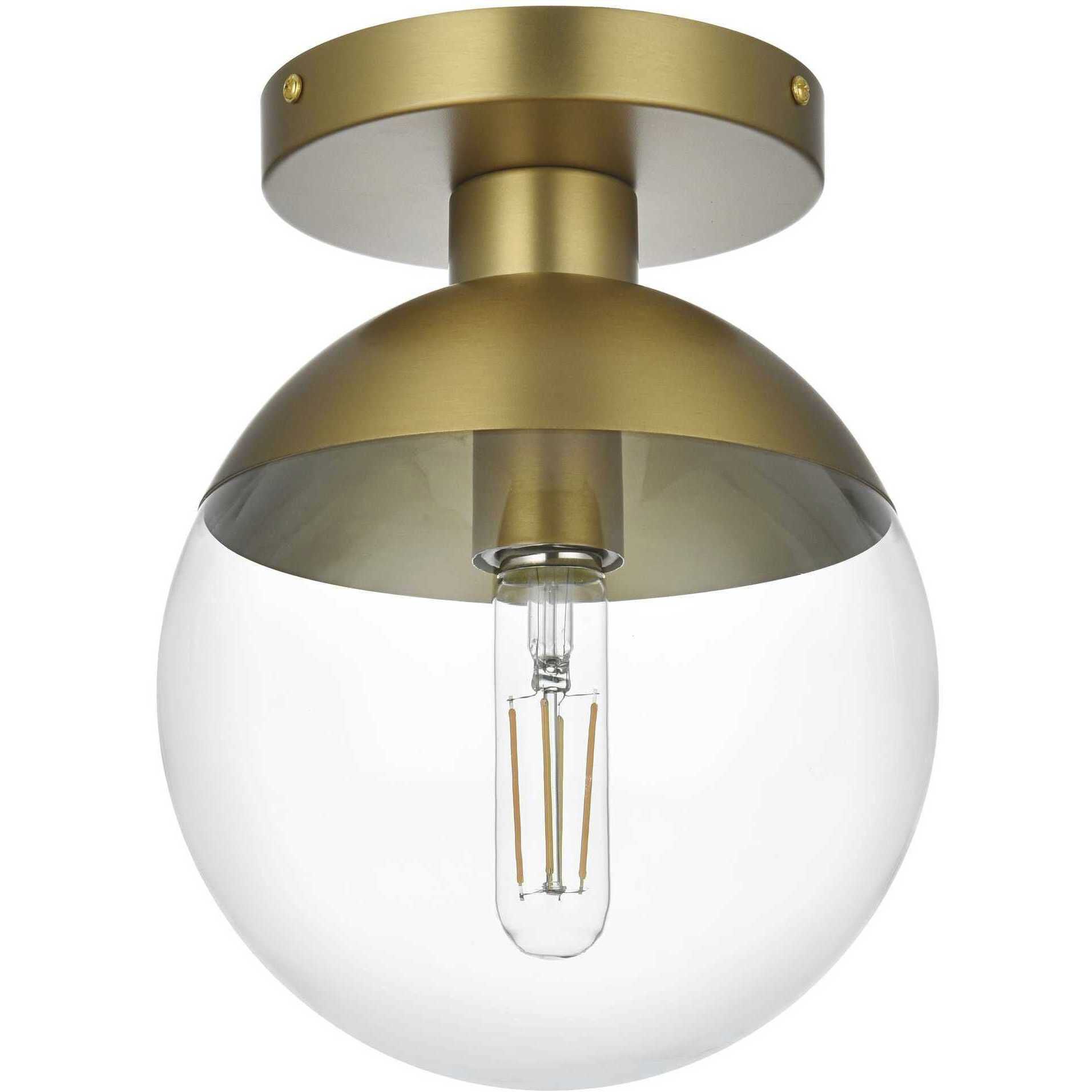 Eclipse 1 Light 8 inch Satin Gold Flush Mount Ceiling Light