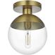 Eclipse 1 Light 8 inch Satin Gold Flush Mount Ceiling Light