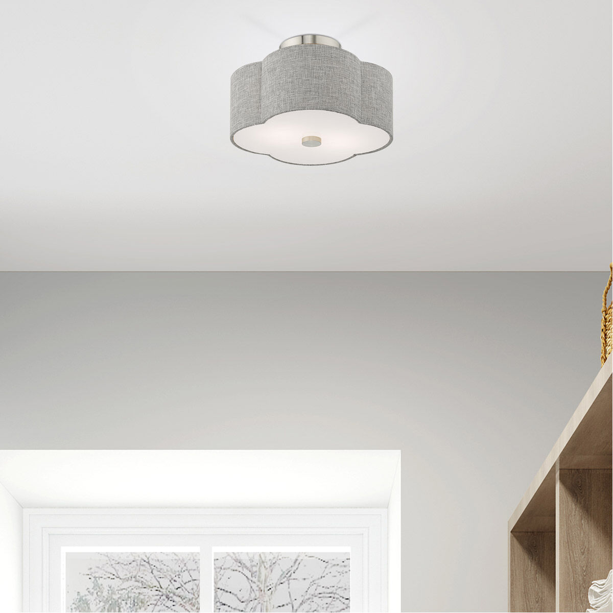 Kalmar 2 Light 13 inch Brushed Nickel Semi-Flush Mount Ceiling Light