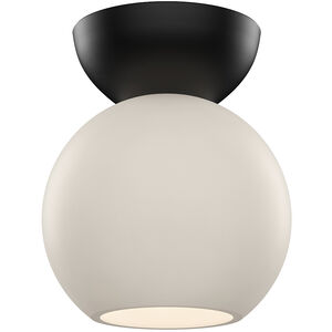 Arcadia 1 Light 6 inch Black with Brushed Gold Semi Flush Mount Ceiling Light in Opal