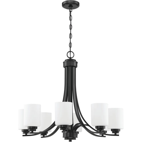 Bolden 8 Light 28.5 inch Flat Black Chandelier Ceiling Light in White Frosted Glass, Neighborhood Collection