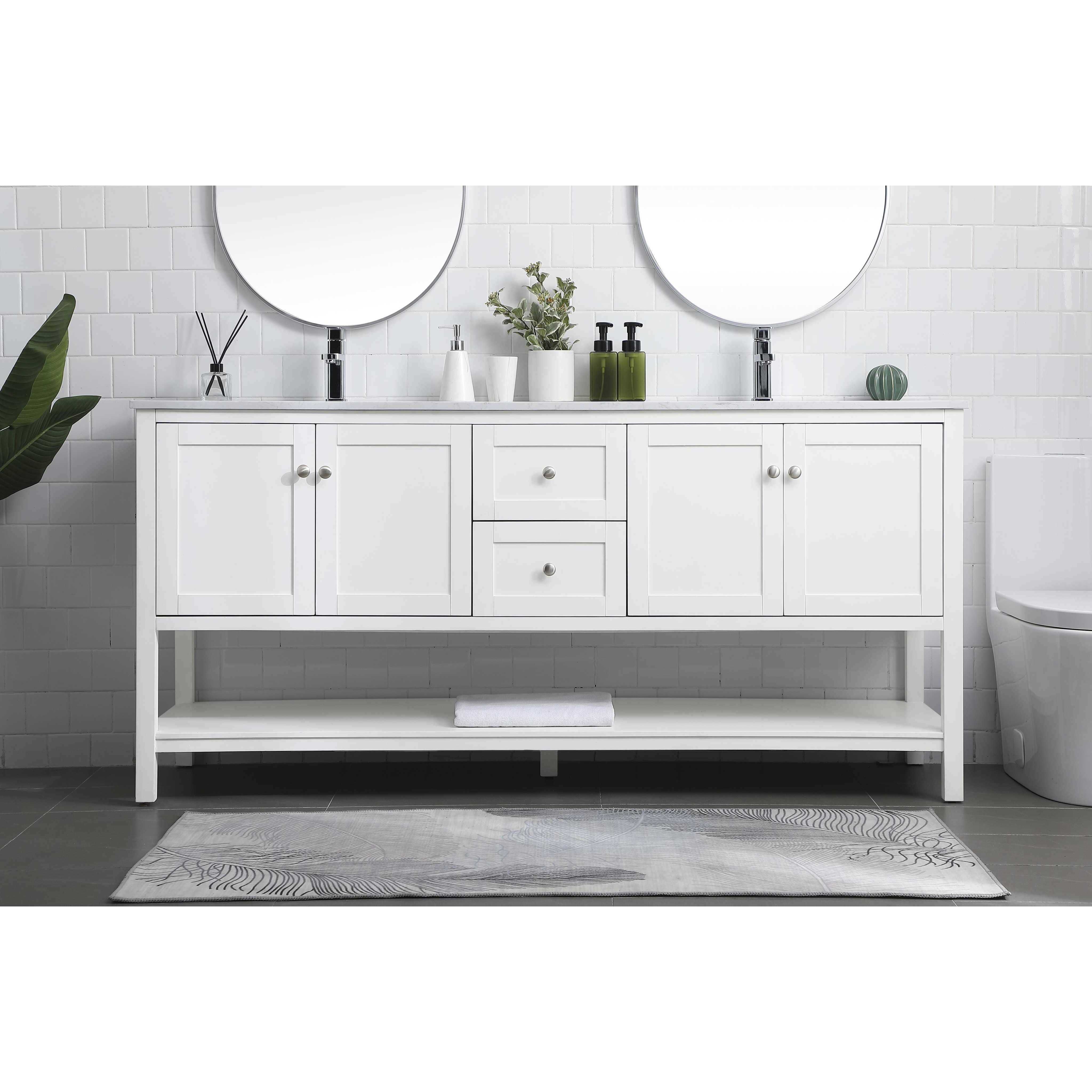 Heath 72 X 21.5 X 35 inch White Vanity Sink Set