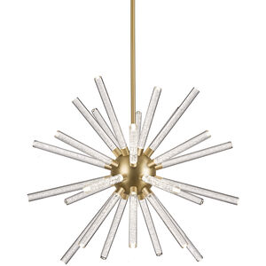 Astro 32 inch Aged Brass/Chrome Down Chandelier Ceiling Light in Brushed Gold