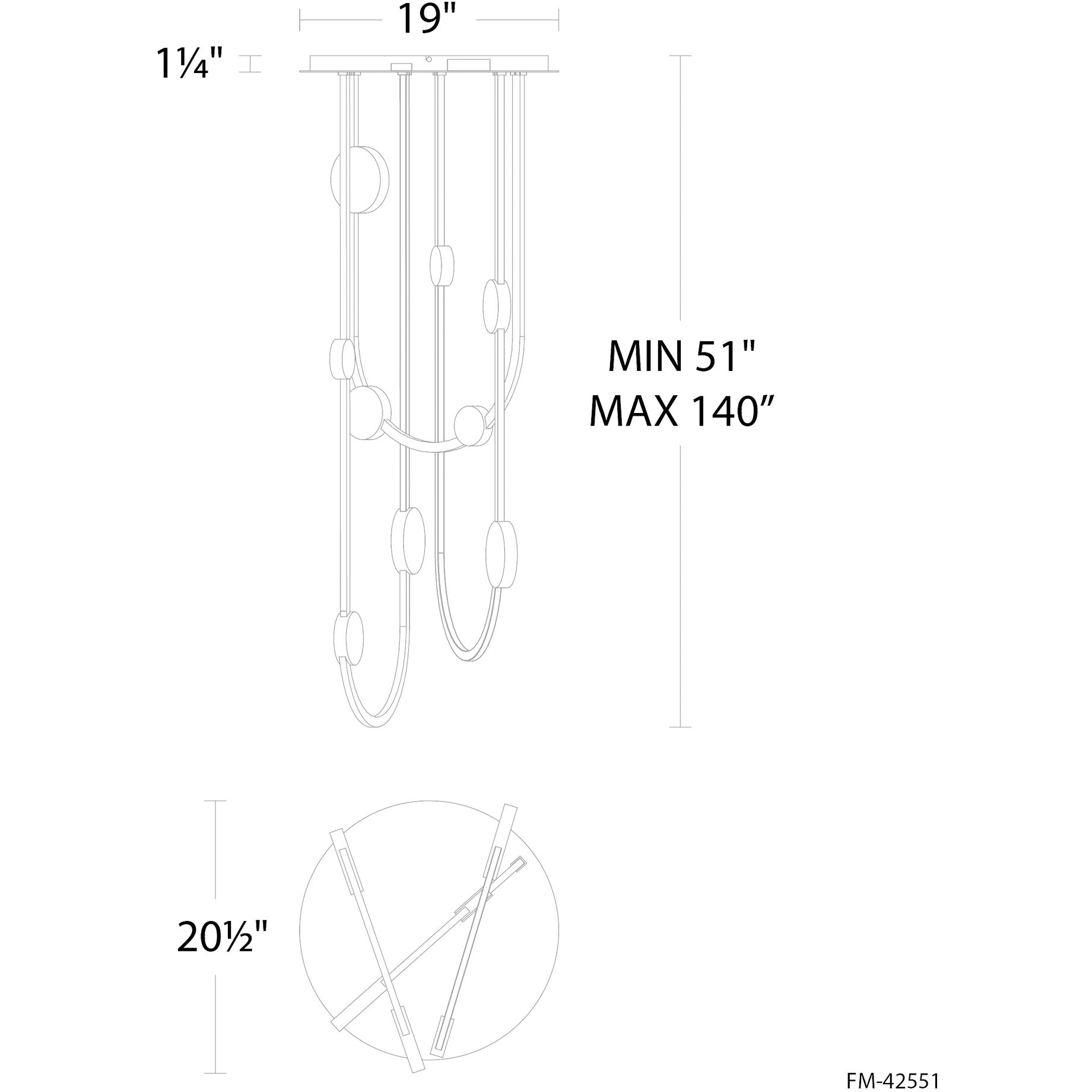 Tableau LED 20.5 inch Black Indoor Ceiling Lighting in 3500K