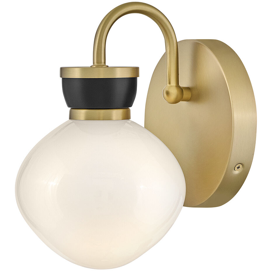 Lucy 1 Light 7.75 inch Lacquered Brass with Black Bath Light Wall Light