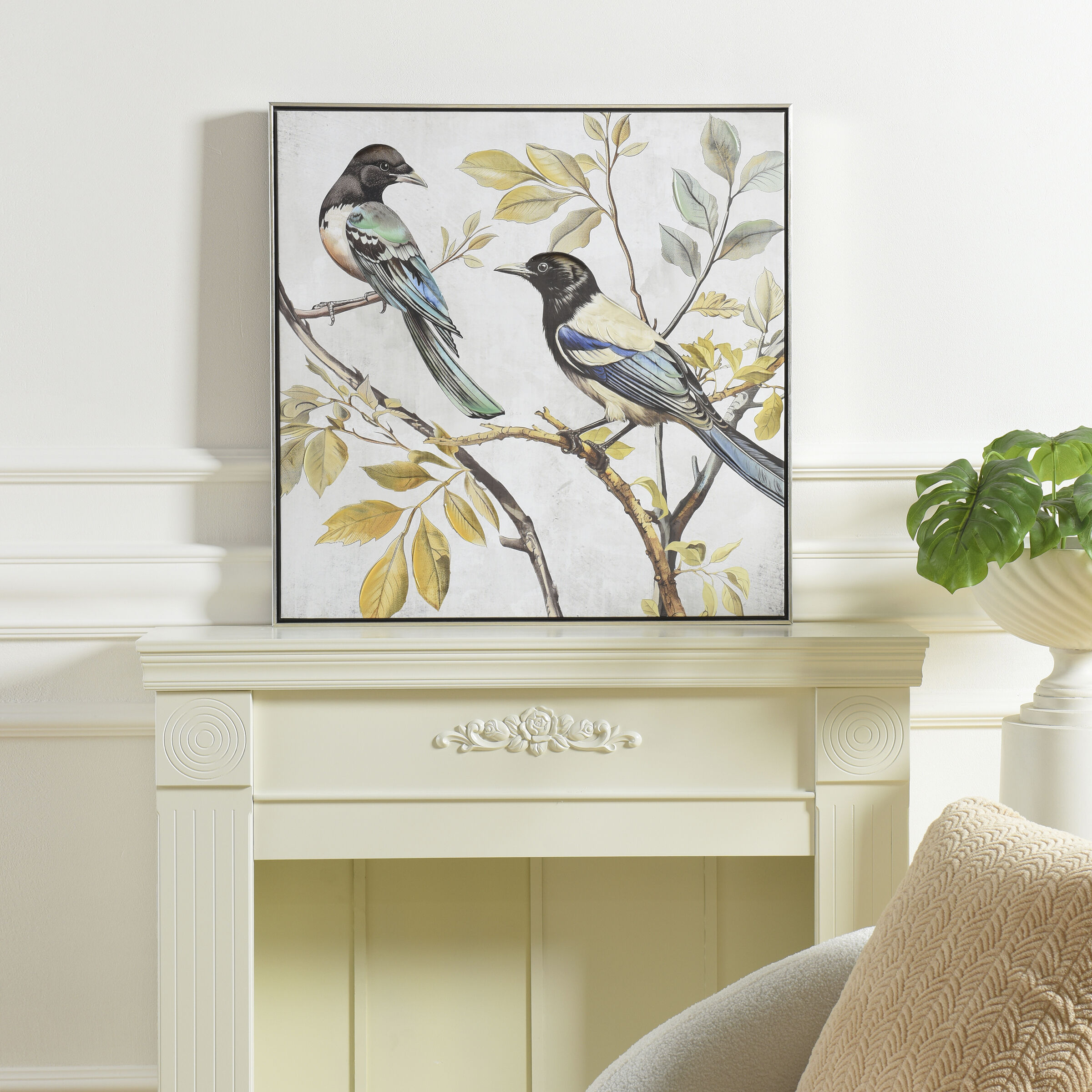 Birdsong Blue and Green and Cream Wall Art