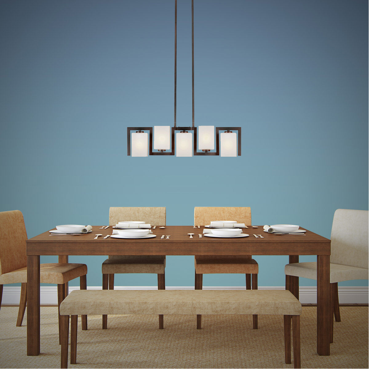 Aubrey 5 Light 28.75 inch Antique Bronze Island Pendant Ceiling Light