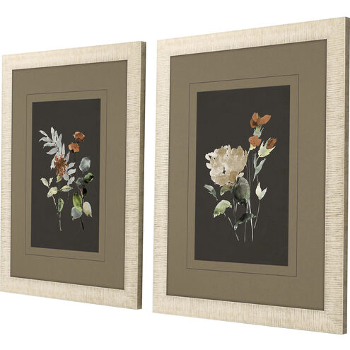 Florals Gray and Brown and Orange and Green Framed Art