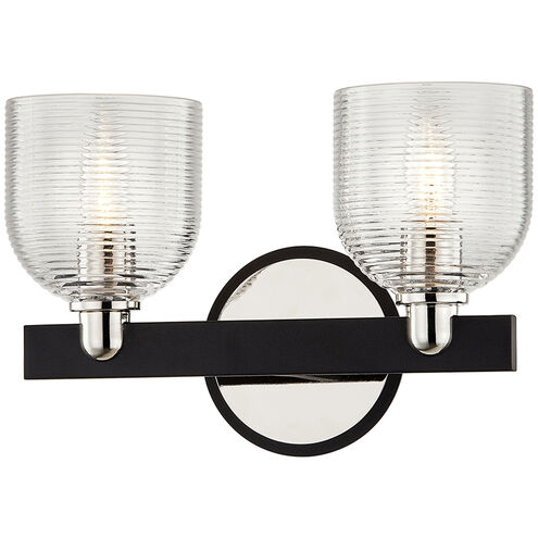 Munich 2 Light 12 inch Carbide Black and Polished Nickel Bath And Vanity Wall Light