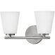 Bri 2 Light 15 inch Brushed Nickel Bath Light Wall Light