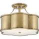 Chance 3 Light 18 inch Heritage Brass Indoor Semi-Flush Mount Ceiling Light