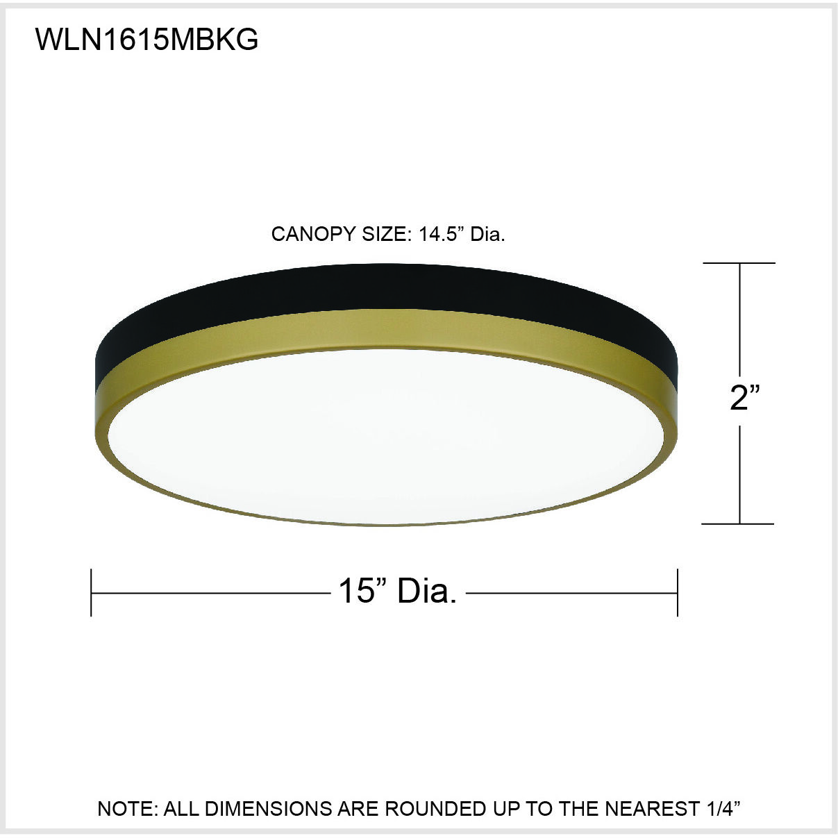 Weldin LED 15 inch Matte Black Gold Flush Mount Ceiling Light
