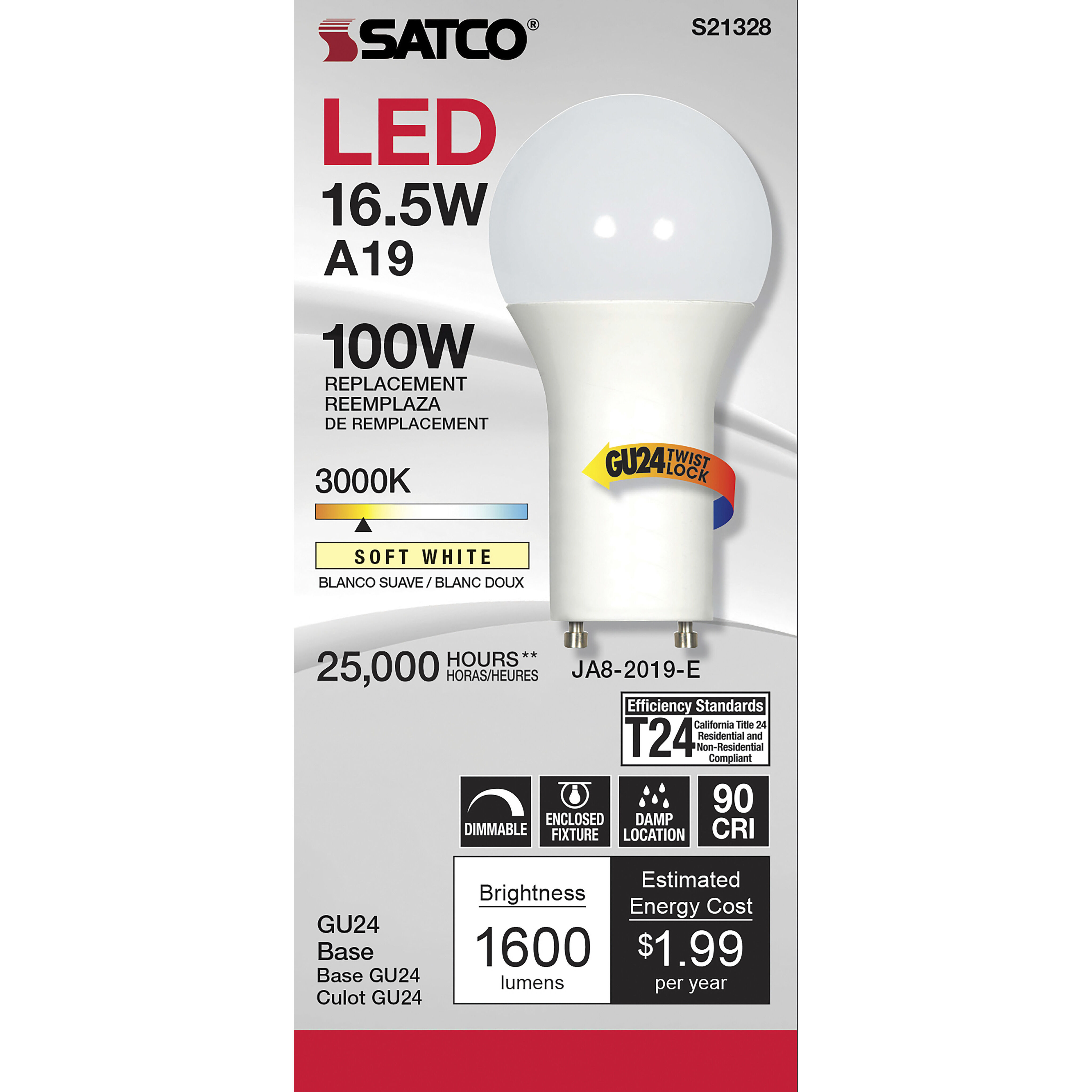 Lumos LED Type A Bi Pin GU24 16.50 watt 3000K Light Bulb