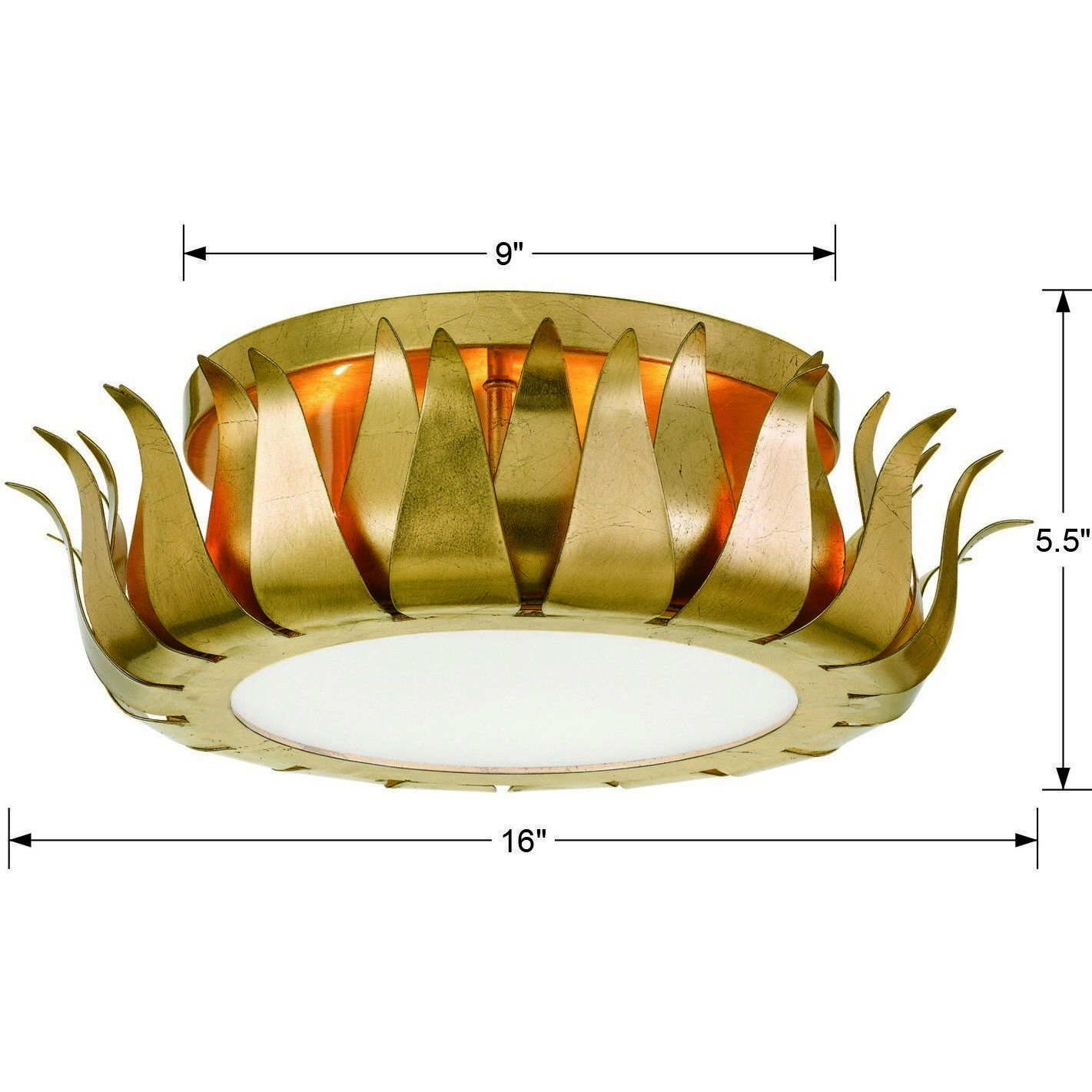 Broche 3 Light 16 inch Antique Gold Flush Ceiling Light