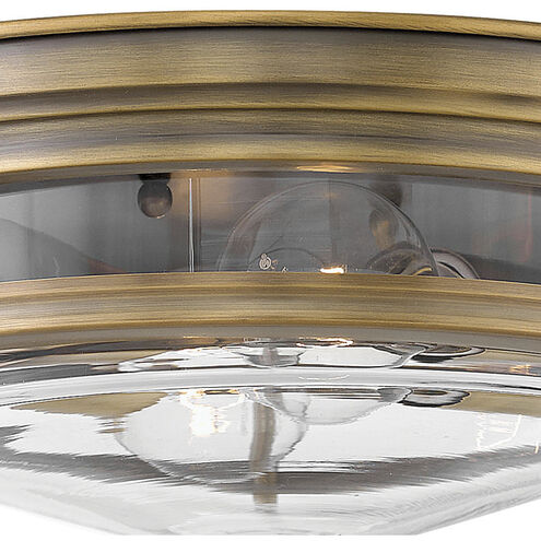 Hadley 2 Light 12 inch Brushed Bronze Indoor Flush Mount Ceiling Light in Clear