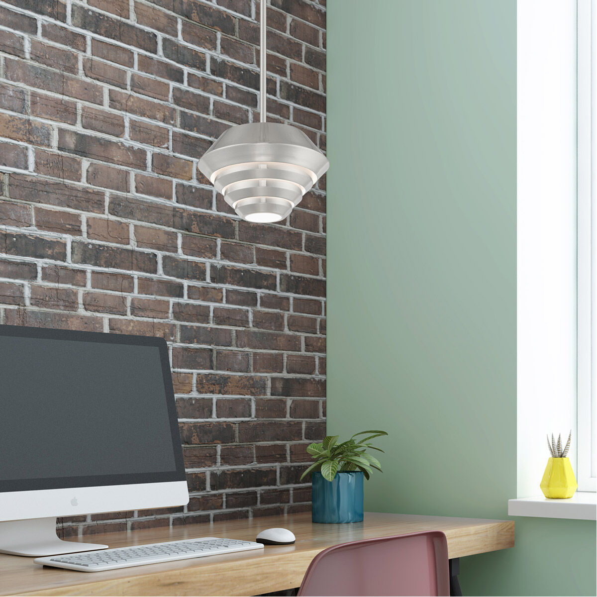 Amsterdam 1 Light 10 inch Brushed Nickel Mini Pendant Ceiling Light