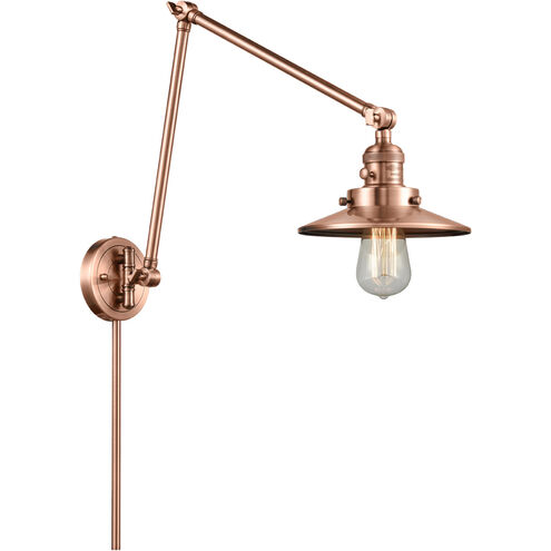 Railroad 30 inch 3.50 watt Antique Copper Swing Arm Wall Light, Franklin Restoration