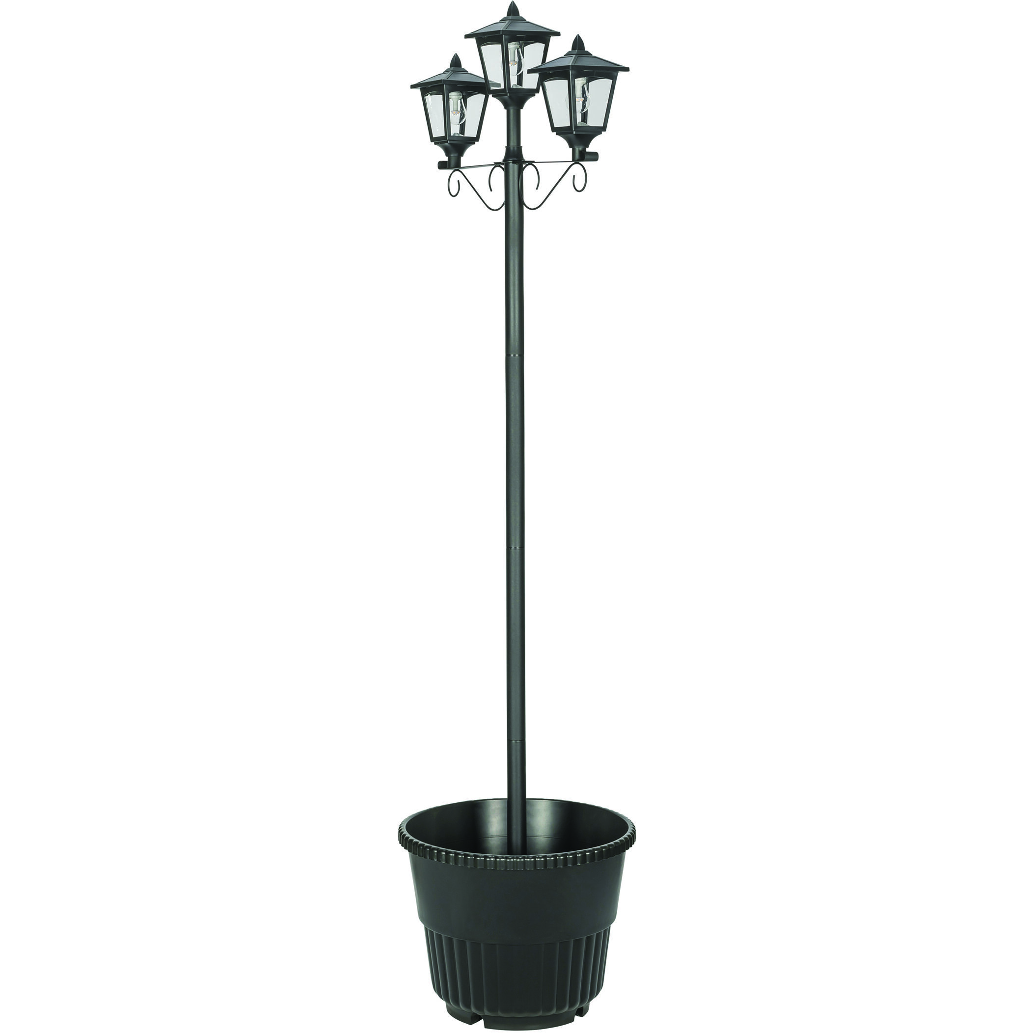 Triple Head 3 Light 78.5 inch Black Post Light, Solar