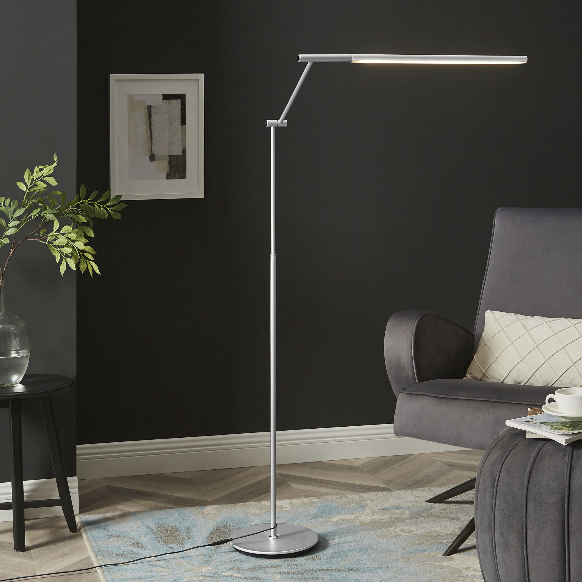 Silver free standing lamp on sale
