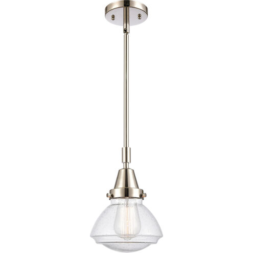 Franklin Restoration Olean 1 Light 7 inch Polished Nickel Mini Pendant Ceiling Light in Seedy Glass