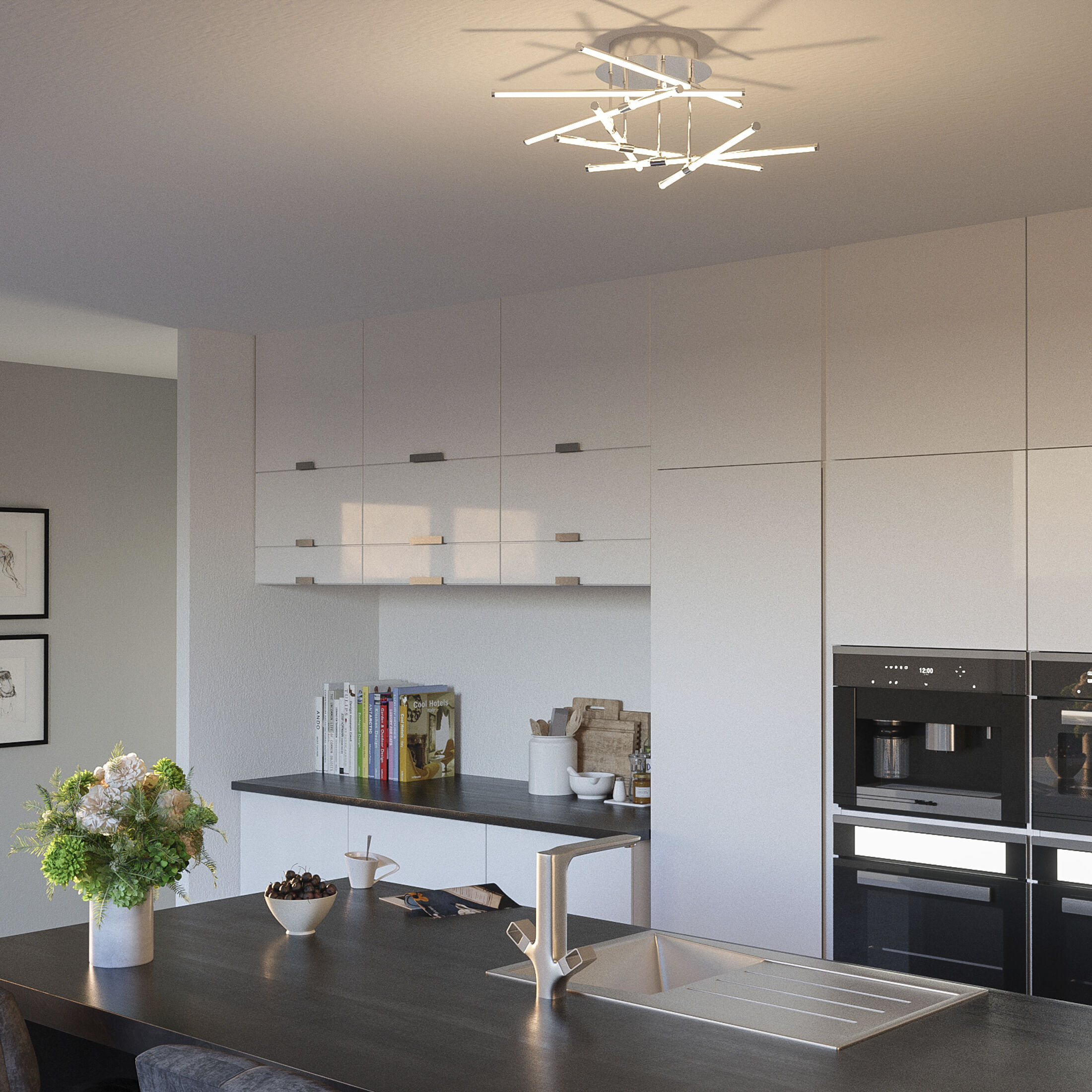 Lightshow LED 22 inch Polished Chrome Semi-Flush Mount Ceiling Light