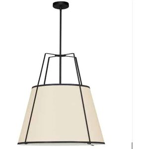 Trapezoid 3 Light 24 inch Black with Cream Pendant Ceiling Light