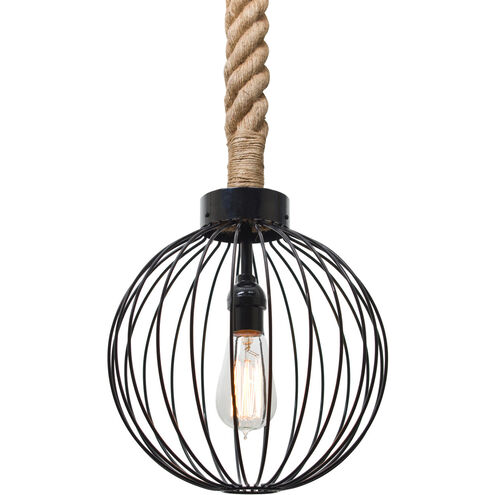 Sultana 1 Light Rope Pendant Ceiling Light in Globe