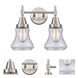 Caden 2 Light 15 inch Satin Nickel Bath Vanity Light Wall Light in Seedy Glass